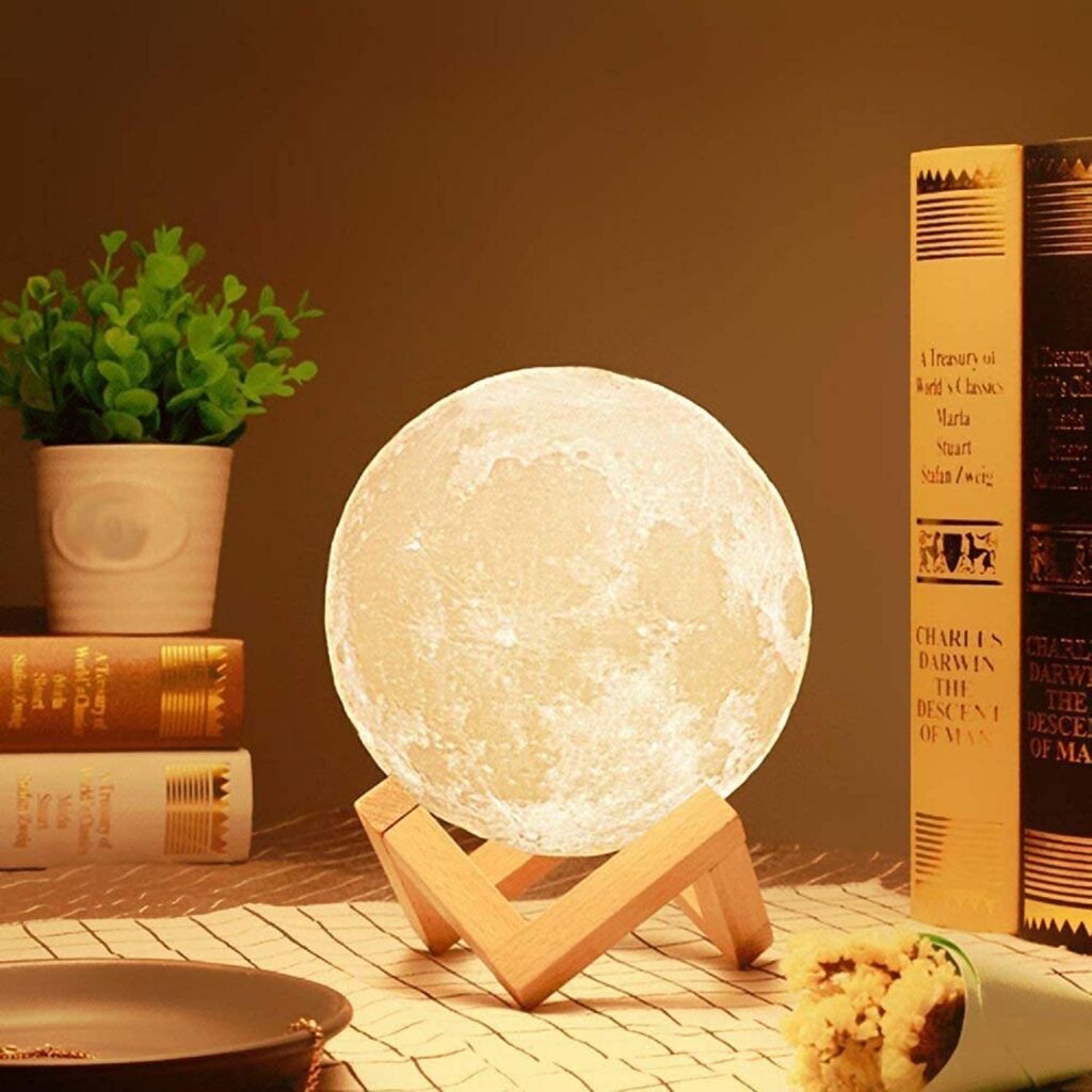 Desidiya 3D Moon Night Lamp – 7 Color Changing Rechargeable LED Lamp (15 CM) for Home Décor and Gifting