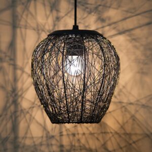 Black wire mesh hanging light for ceiling décor – modern pendant lamp