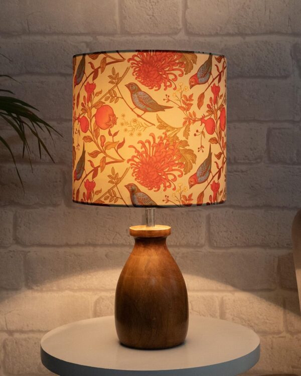 Homesake wooden base table lamp with bird design for bedroom or living room decor