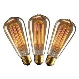 Pack of 3 Homesake vintage Edison light bulbs with yellow filament glow