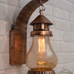 Front view of Homesake vintage wall lantern with antique copper finish