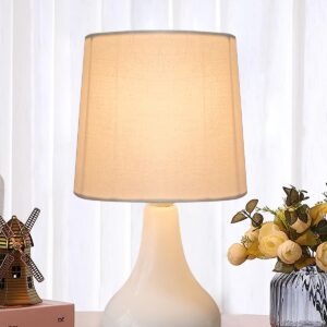 Homesake modern ceramic table lamp with white ceramic base and fabric shade