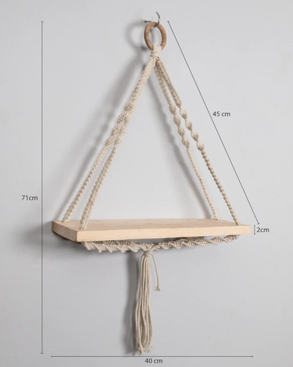 Close-up of cotton macrame knots and handmade weaving