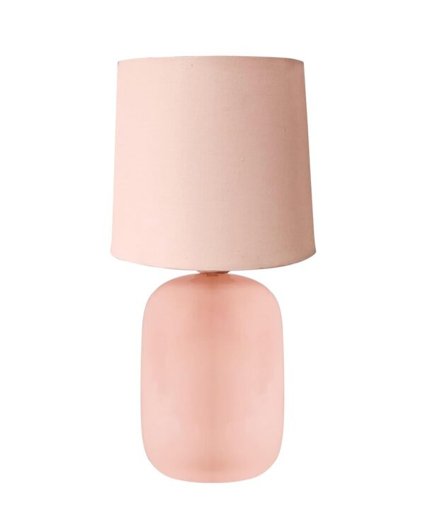 Elegant Ceramic Table Lamp – Pink Fabric Shade Nightstand Lamp for Bedroom & Living Room - Image 3