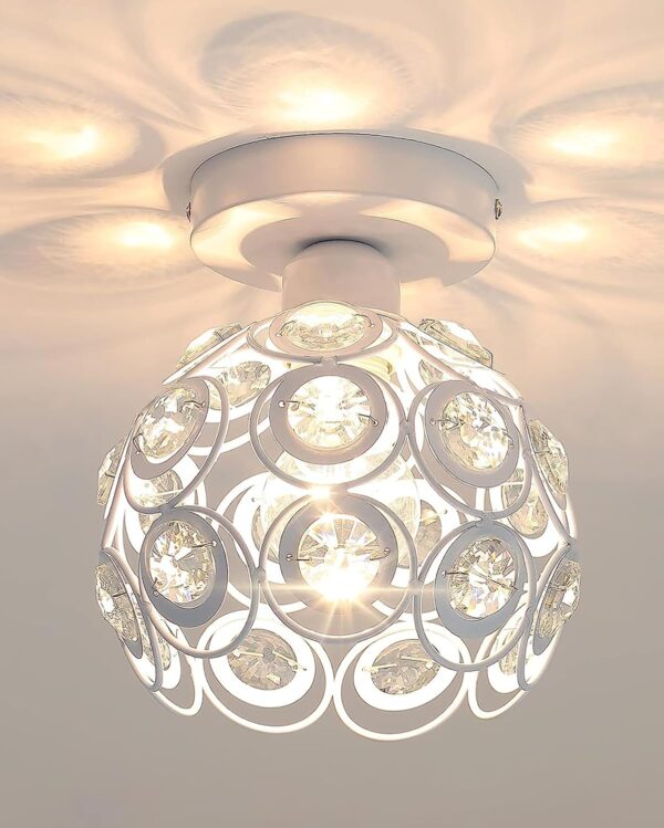 Buy Dual Ring Crystal Ceiling Lamp – Homesake® Modern Flush Mount Light Fixture for Hallways & Bedrooms - Image 3