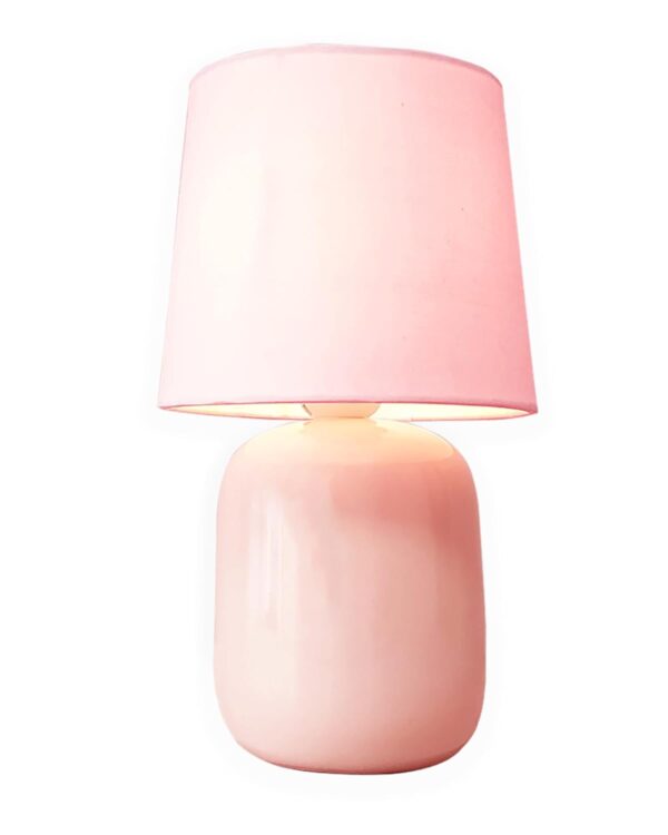 Elegant Ceramic Table Lamp – Pink Fabric Shade Nightstand Lamp for Bedroom & Living Room - Image 4