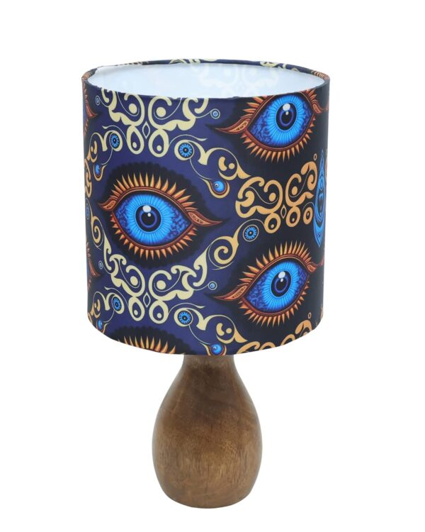 Close-up of beige fabric lampshade texture on Homesake Dovel Pot table lamp