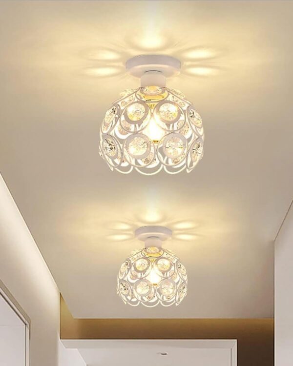 Buy Dual Ring Crystal Ceiling Lamp – Homesake® Modern Flush Mount Light Fixture for Hallways & Bedrooms - Image 5