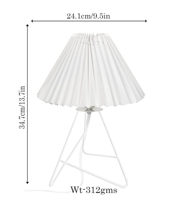 Top-Rated Retro Metal Table Lamp – Homesake® Bedside Light with Pleated Shade (White) - Image 6