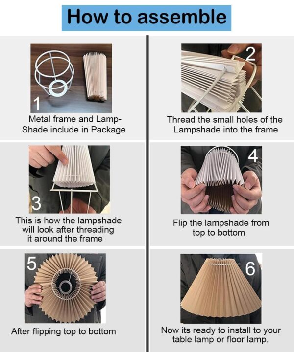 Top-Rated Retro Metal Table Lamp – Homesake® Bedside Light with Pleated Shade (White) - Image 7