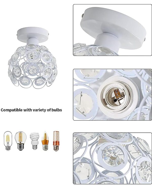 Buy Dual Ring Crystal Ceiling Lamp – Homesake® Modern Flush Mount Light Fixture for Hallways & Bedrooms - Image 8