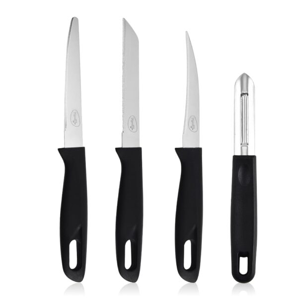 Stovekraft Edge 4 Pc Stainless Steel Kitchen Knife Set – Black Handle