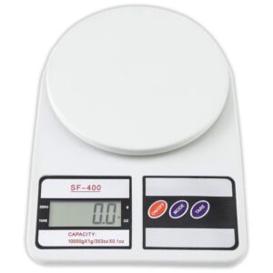 SF-400 Digital Kitchen Weighing Scale, 10Kg x 1g, LCD Display – White