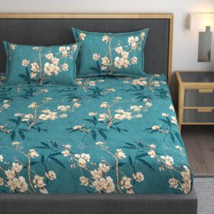 Heavy Cotton Elastic Fitted Bedsheets on King Size Bed with Pillow Covers