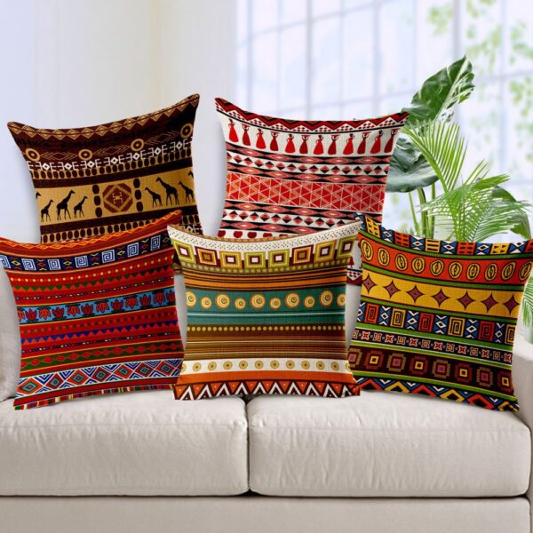 Handmade jute cushion covers set of 5 multicolor 16x16 inches