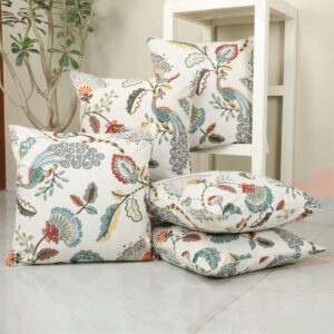 Cotton cushion covers set of 5 tulip floral print 16x16 inches