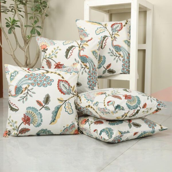 Cotton cushion covers set of 5 tulip floral print 16x16 inches