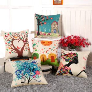 Cotton multicolour cushion covers set of 5 16x16 inch 175 TC