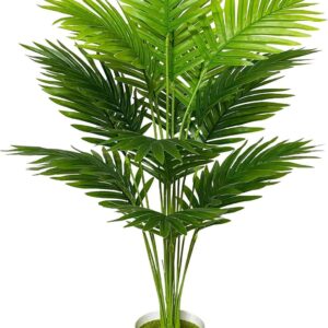 Large Artificial Areca Palm Tree in White Pot for Home and Office Decor