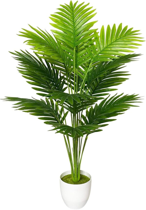 Large Artificial Areca Palm Tree in White Pot for Home and Office Decor