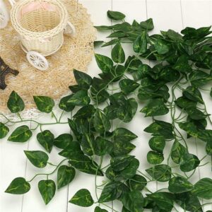 Artificial Green Leaf Vine Hanging Money Plant Creeper – 6 Feet Long, Pack of 4