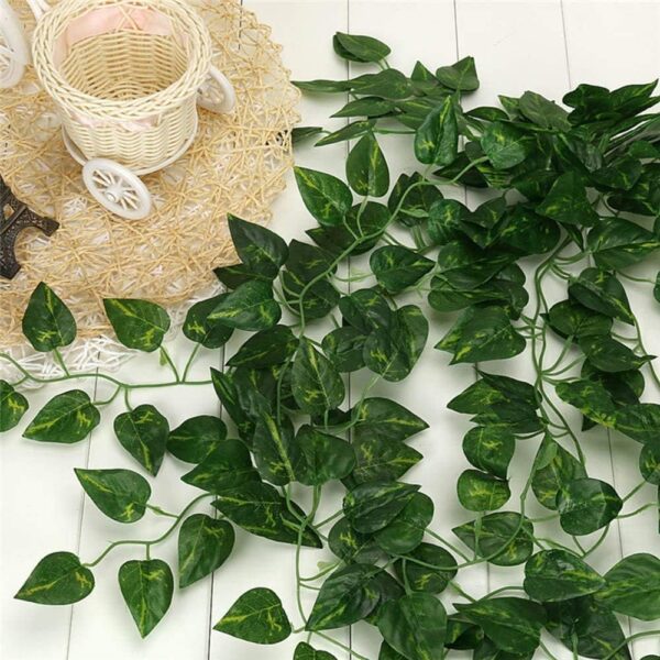 Artificial Green Leaf Vine Hanging Money Plant Creeper – 6 Feet Long, Pack of 4