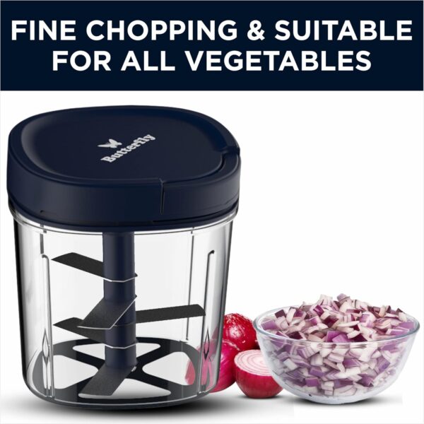 Vegetable Chopper – 900ml Manual Chopper, Blue - Image 6