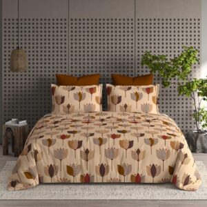 Cotton Feel Fitted King Size Bedsheet with 2 Large Pillow Covers