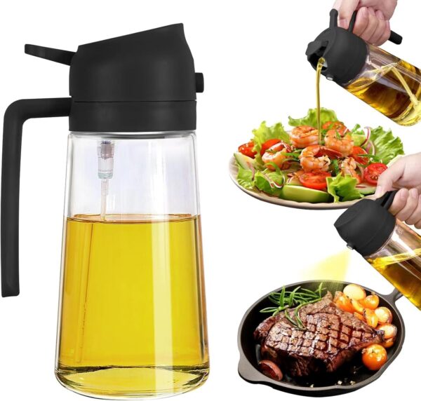 500ml Glass Oil Sprayer and Dispenser Bottle – Black