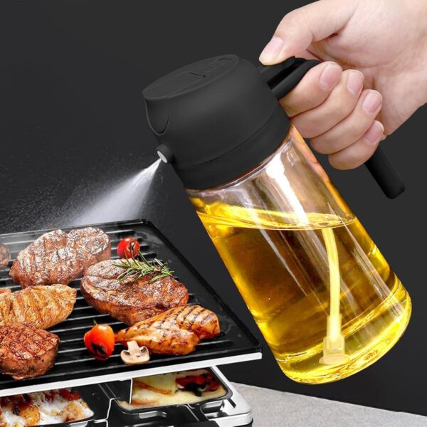 Glass Oil Sprayer and Dispenser – 500ml, 2-in-1 Bottle - Image 3