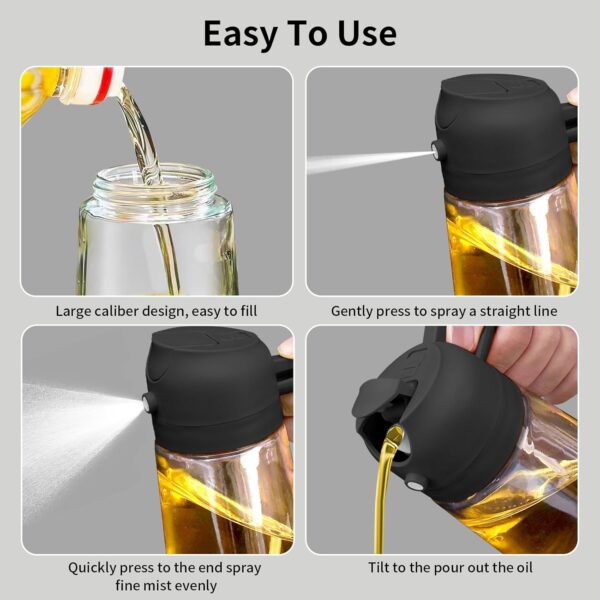 Glass Oil Sprayer and Dispenser – 500ml, 2-in-1 Bottle - Image 4