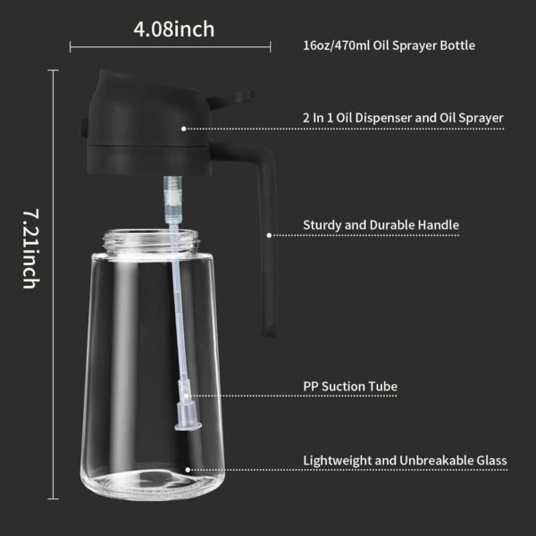 Glass Oil Sprayer and Dispenser – 500ml, 2-in-1 Bottle - Image 5