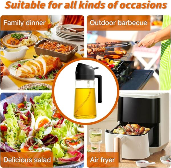 Glass Oil Sprayer and Dispenser – 500ml, 2-in-1 Bottle - Image 6
