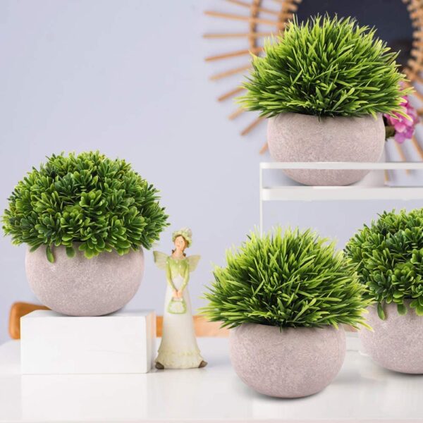 Artificial Potted Plants – 4 Pack Mini Faux Plants in Plastic Pots for Shelf, Bathroom, Office & Farmhouse Decor - Image 5