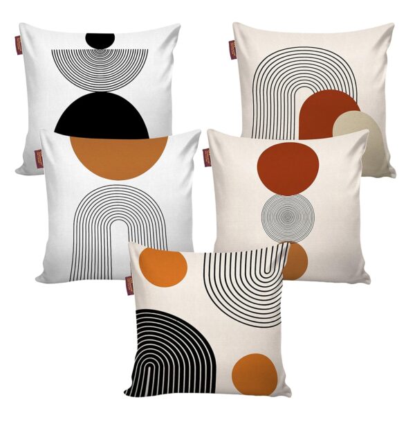 Geometric Cotton Cushion Covers – Premium Set of 5 (16x16 Inch) - Image 2
