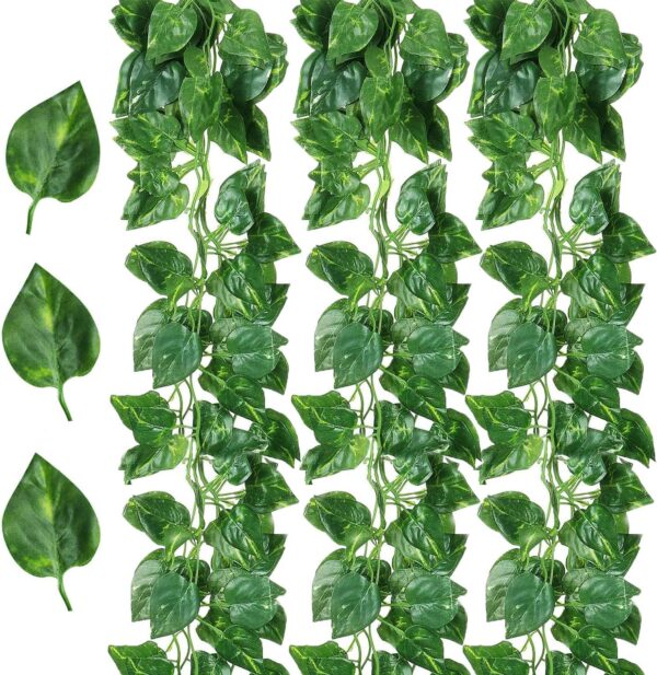 Artificial Green Leaf Vine – Hanging Money Plant Ivy Creeper (6 Feet, Pack of 4) - Image 2