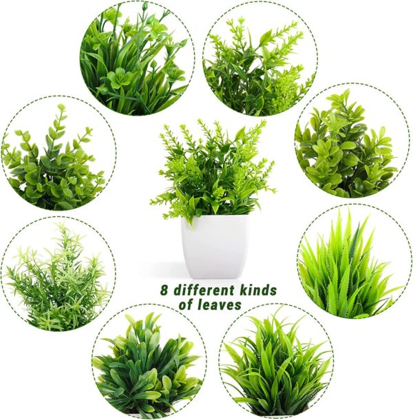 Artificial Potted Plants – 8 Pack Small Faux Eucalyptus Plants for Home, Bathroom, Office Decor - Image 8