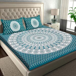 Pure 100% Cotton Double Bed Sheet with 2 Pillow Covers