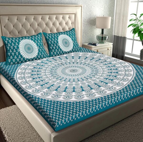 Pure 100% Cotton Double Bed Sheet with 2 Pillow Covers
