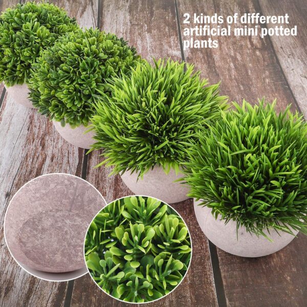 Artificial Potted Plants – 4 Pack Mini Faux Plants in Plastic Pots for Shelf, Bathroom, Office & Farmhouse Decor - Image 4