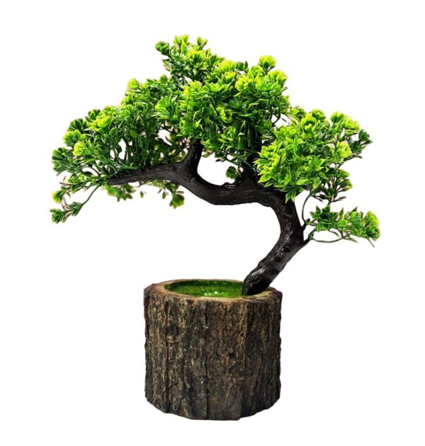 Artificial Bonsai Plant – Small Faux Japanese Pine Tree in Wooden Pot for Home & Office Decor (Design H) - Image 3