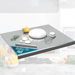 Stainless Steel Chopping Board with Lip and Free Rolling Pin