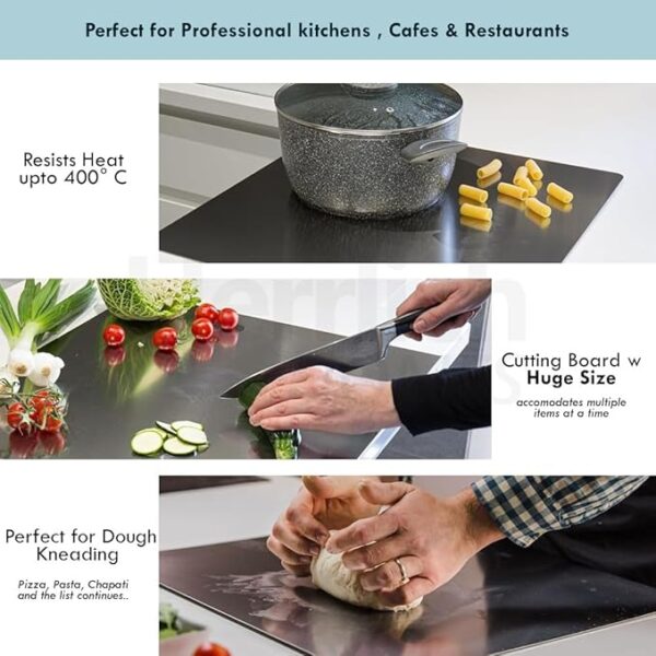 Stainless Steel Chopping Board with Lip – 40x32cm + Free Belan - Image 6