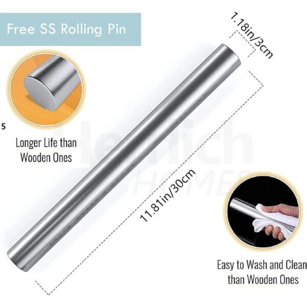 Stainless Steel Chopping Board with Lip – 40x32cm + Free Belan - Image 3