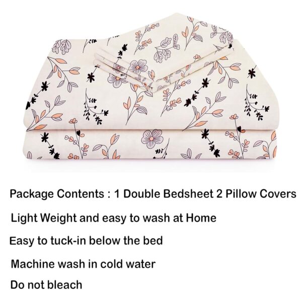 Premium Pure Cotton Flat Double Bed Sheets – 2 Pillow Covers - Image 7