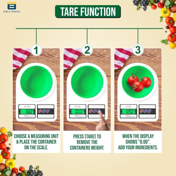 Digital Kitchen Weighing Scale – SF-400, 10Kg, LCD Display - Image 4