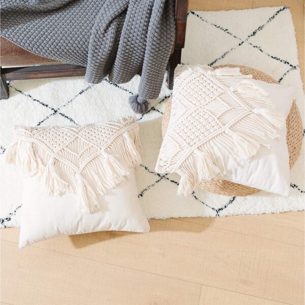 Handmade Macrame Cushion Cover – Boho Style 16x16 Inch - Image 4