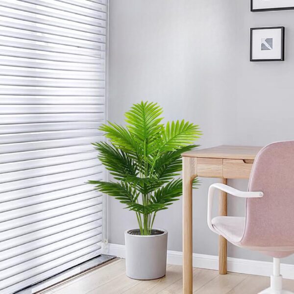 Large Artificial Tree – Areca Palm Faux Plant in White Pot for Indoor & Outdoor Home Decor - Image 4
