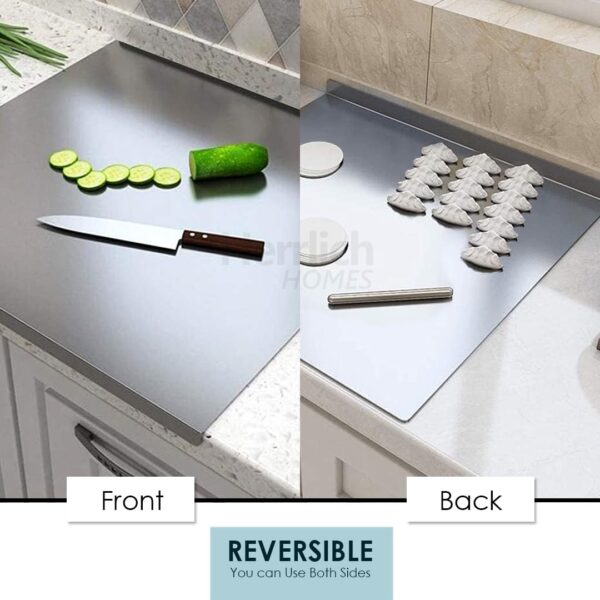 Stainless Steel Chopping Board with Lip – 40x32cm + Free Belan - Image 4