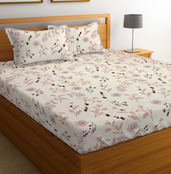 Premium Pure Cotton Flat Double Bed Sheets – 2 Pillow Covers - Image 2